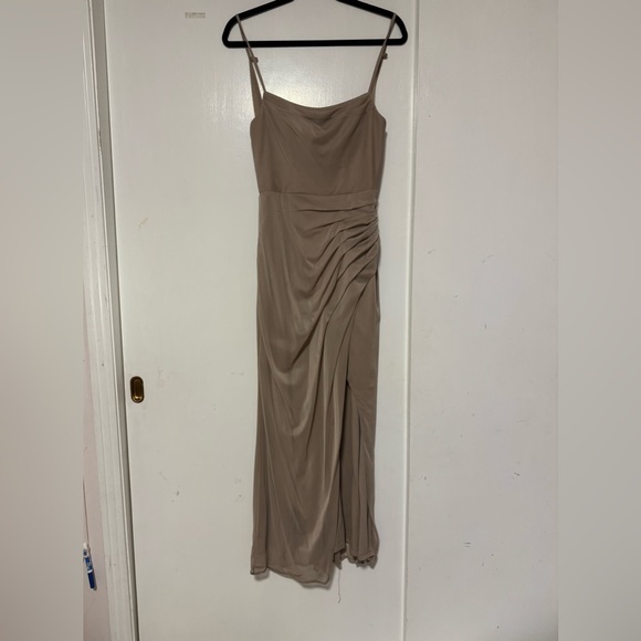 Azazie Kalea Bridesmaid Dress in Taupe - Picture 2 of 2